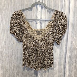Urban outfitters babydoll cheetah print top